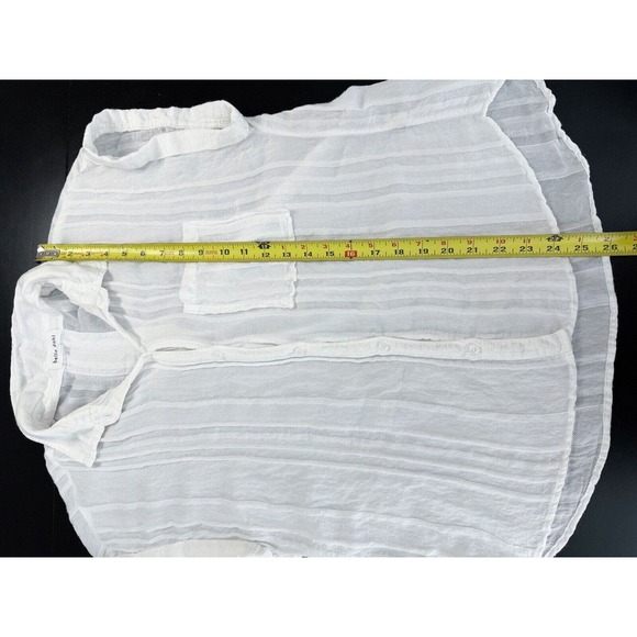 BELLA DAHL Pintucked Shirt White Button Up Short Sleeve MINT - Picture 13 of 14